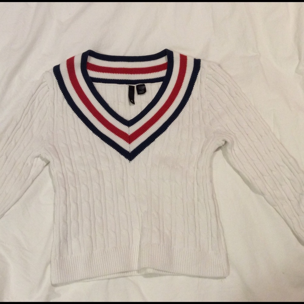 Preppy white varsity sweater